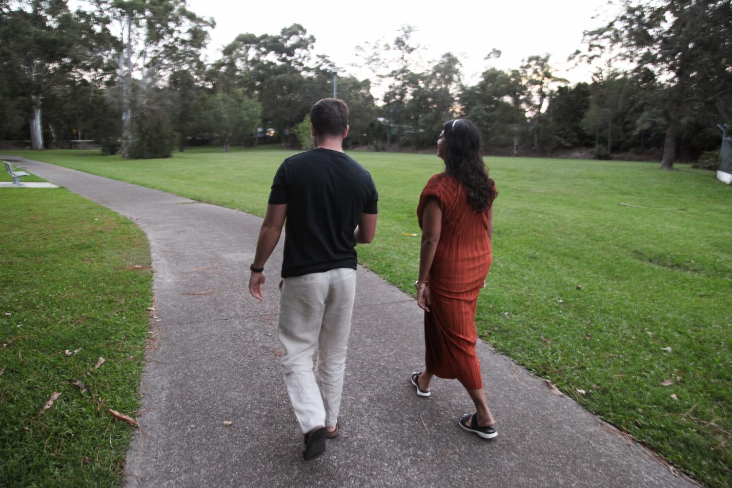 Walk-and-talk therapy in the parklands at Varsity Lakes, Gold Coast